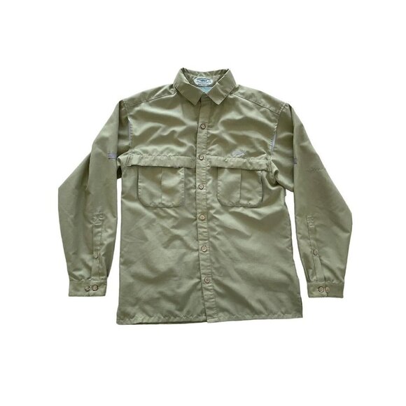 Vtg Tarponwear Green Fishing Shirt Men's Sz M Long Sleeve Button Up Vented - Picture 9 of 9